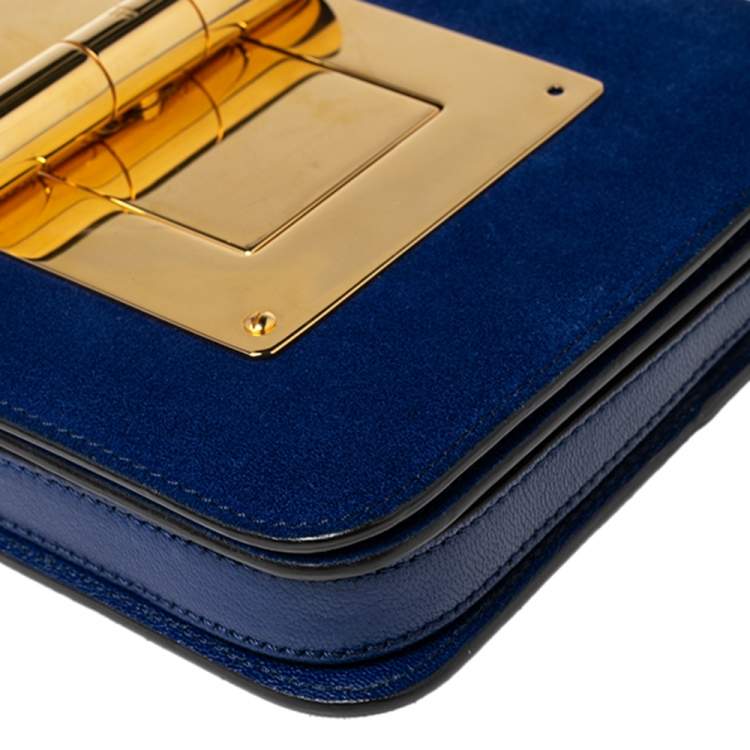 Pre Owned Tom Ford Royal Blue Suede and Leather Small Natalia Shoulder Bag