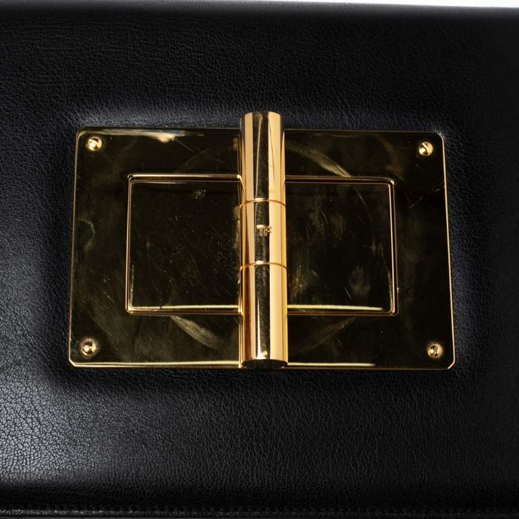 Pre Owned Tom Ford Black Leather Large Natalia Shoulder Bag