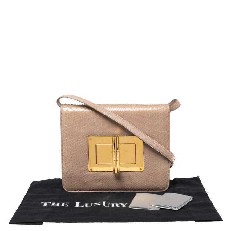 Pre Owned Tom Ford Beige Python Large Natalia Shoulder Bag