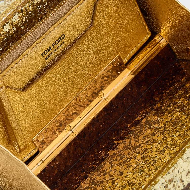 Pre Owned Tom Ford Metallic Gold Ombre Plexiglass Minaudiere Clutch