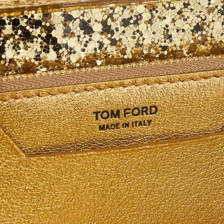 Pre Owned Tom Ford Metallic Gold Ombre Plexiglass Minaudiere Clutch