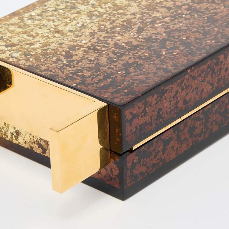 Pre Owned Tom Ford Metallic Gold Ombre Plexiglass Minaudiere Clutch