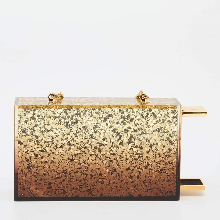 Pre Owned Tom Ford Metallic Gold Ombre Plexiglass Minaudiere Clutch