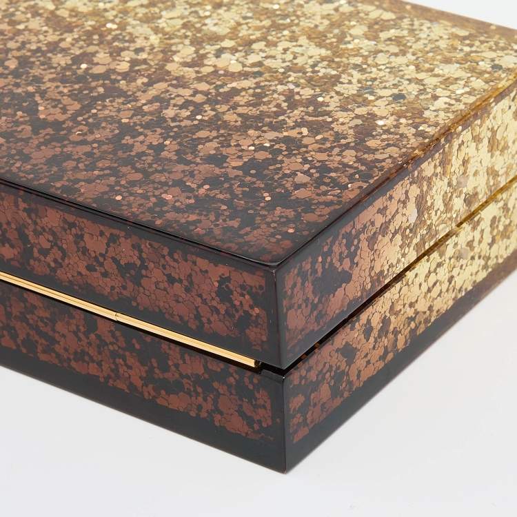 Pre Owned Tom Ford Metallic Gold Ombre Plexiglass Minaudiere Clutch