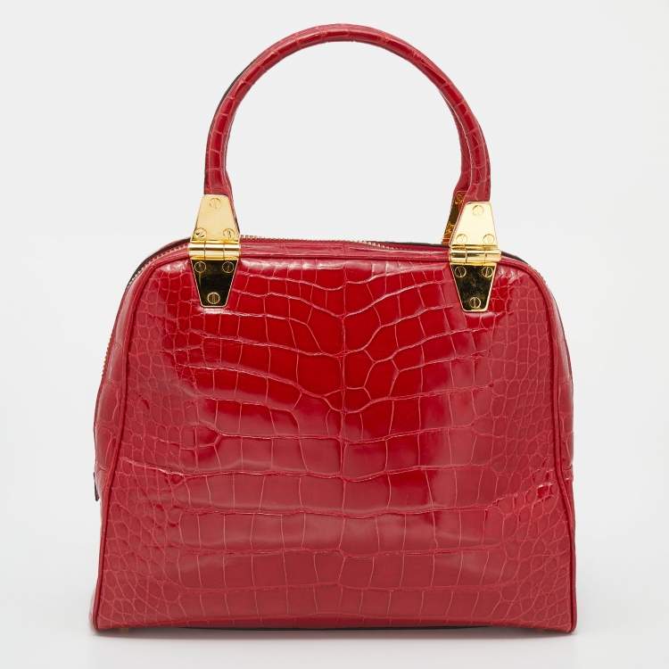 Pre Owned Tom Ford Red Crocodile Leather Tote