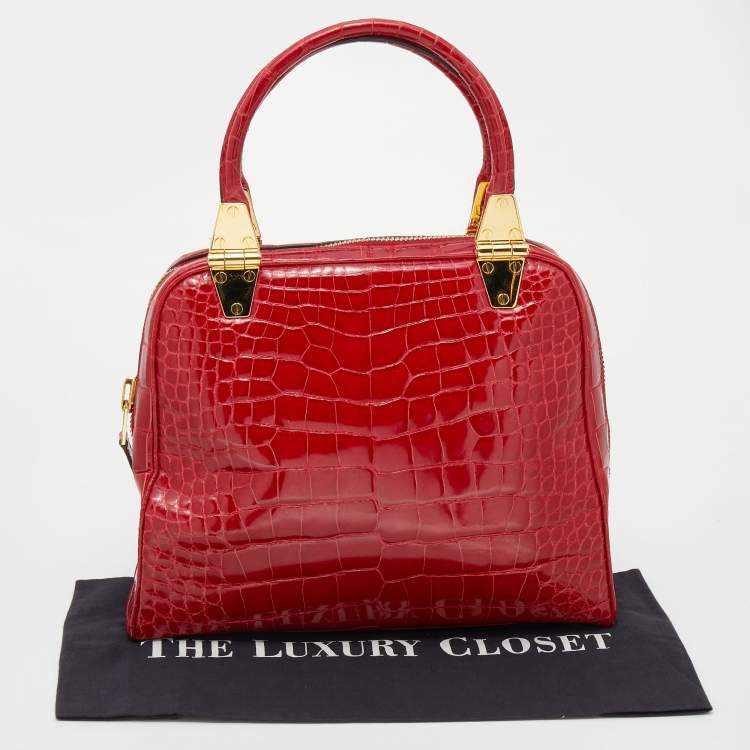 Pre Owned Tom Ford Red Crocodile Leather Tote