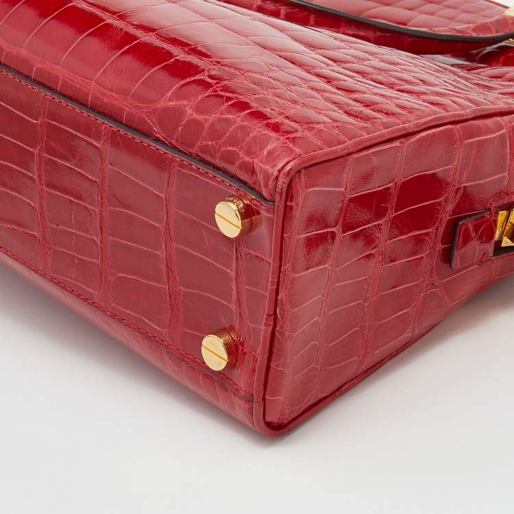 Pre Owned Tom Ford Red Crocodile Leather Tote