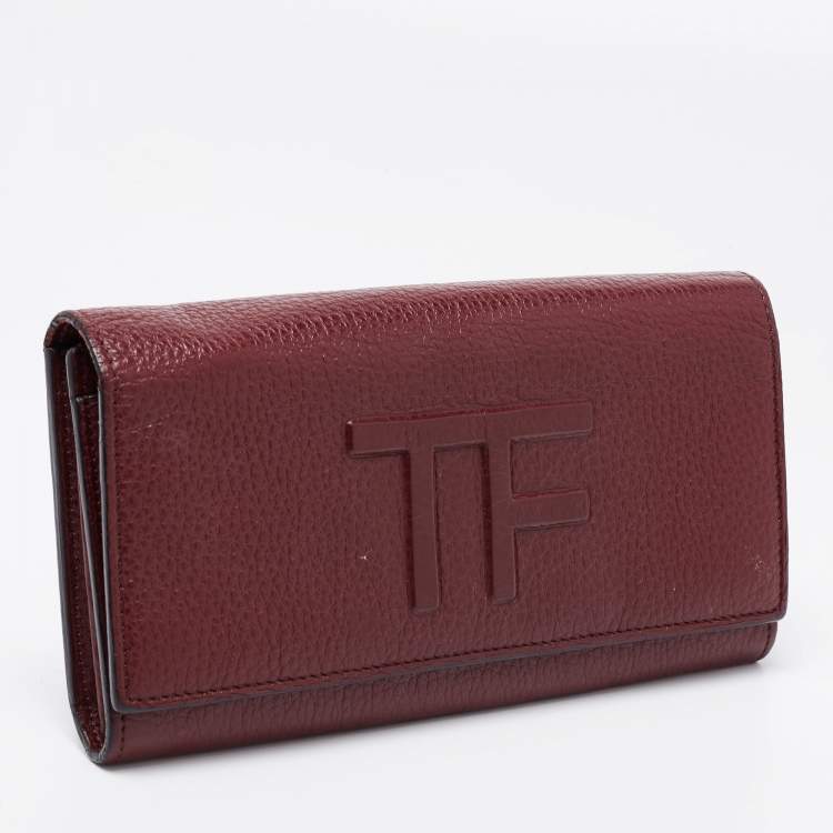 Pre Owned Tom Ford Burgundy Leather Flap Continental Wallet
