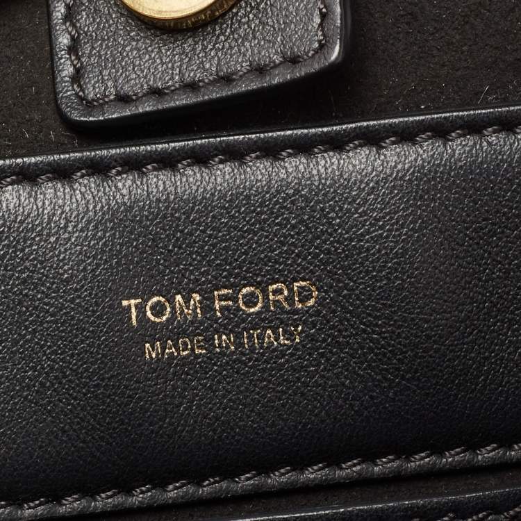 Pre Owned Tom Ford Blue/Black Denim and Leather Tara Tote