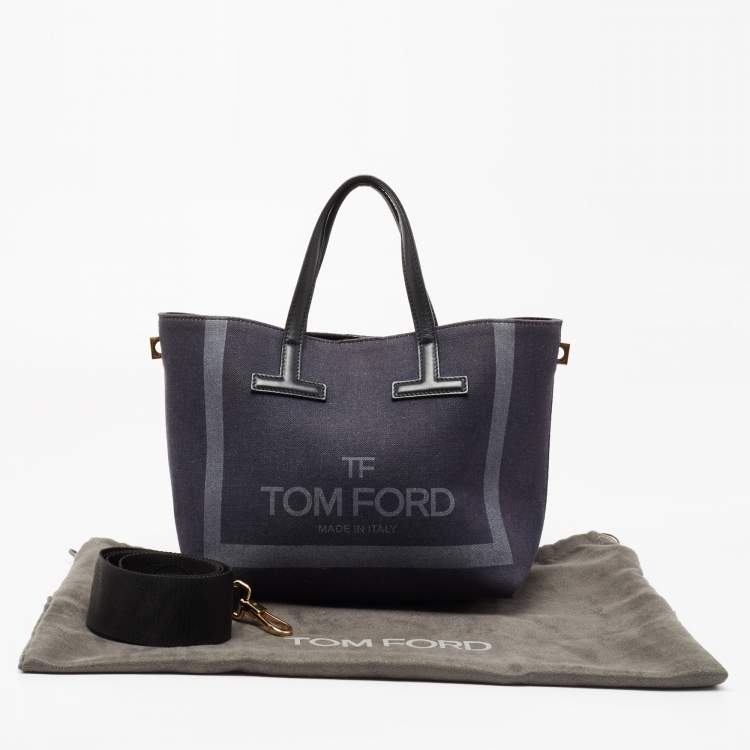 Pre Owned Tom Ford Blue/Black Denim and Leather Tara Tote