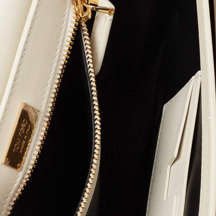 Pre Owned Tom Ford White Python T Clasp Flap Shoulder Bag