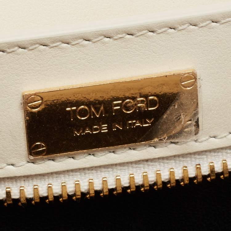Pre Owned Tom Ford White Python T Clasp Flap Shoulder Bag