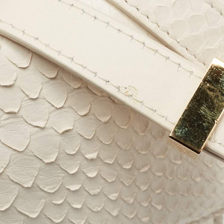Pre Owned Tom Ford White Python T Clasp Flap Shoulder Bag