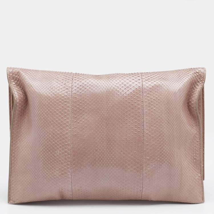 Pre Owned Tom Ford Beige Python Alix Fold Over Bag