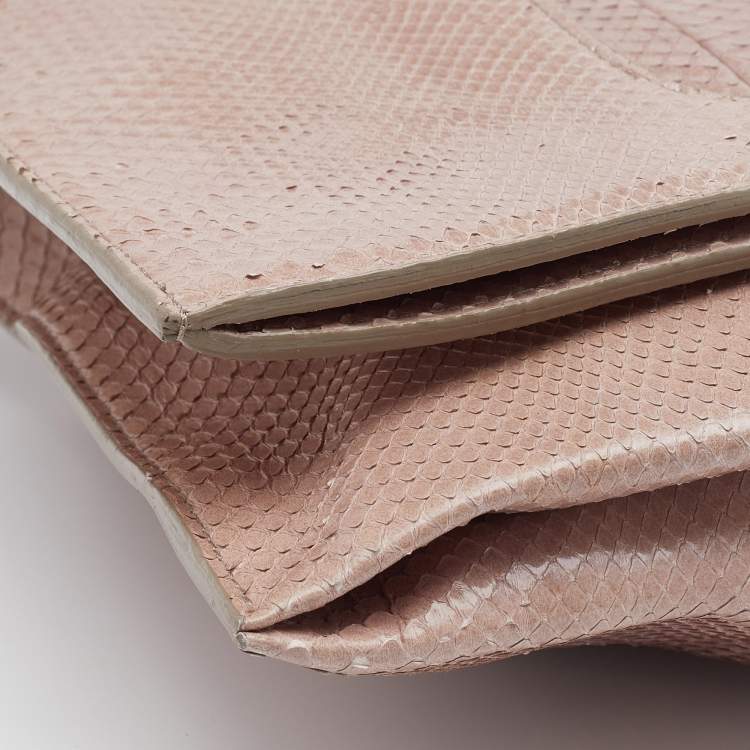Pre Owned Tom Ford Beige Python Alix Fold Over Bag
