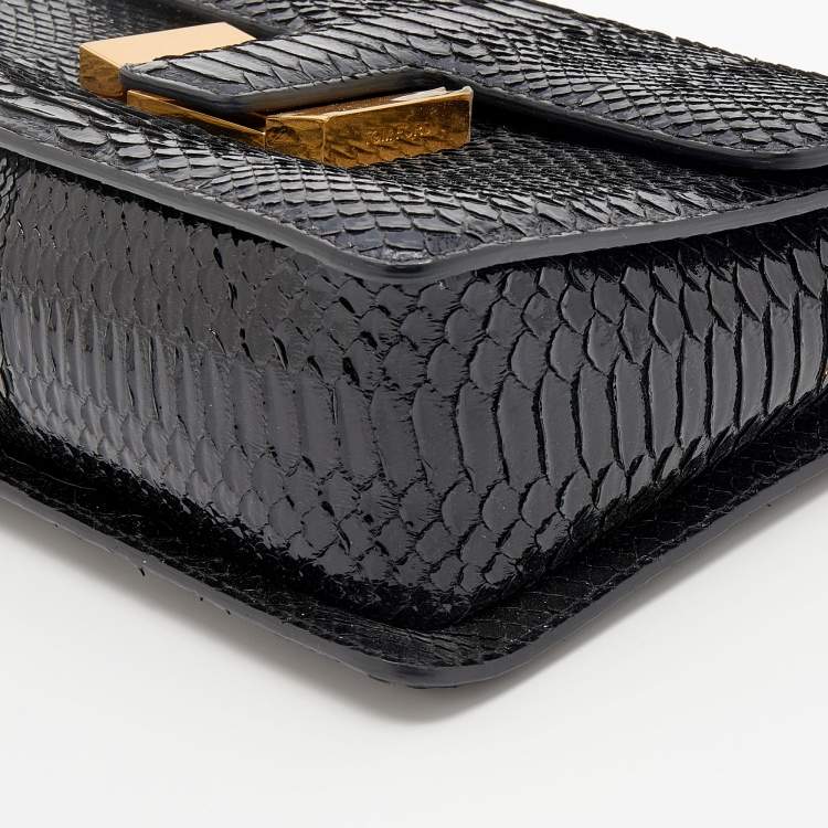 Pre Owned Tom Ford Black Python Medium Sienna Shoulder Bag