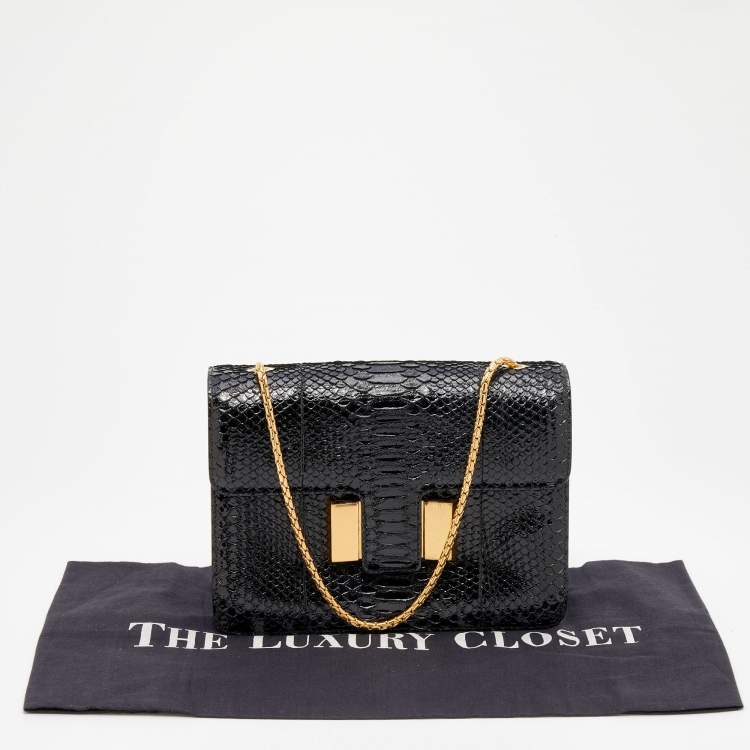 Pre Owned Tom Ford Black Python Medium Sienna Shoulder Bag