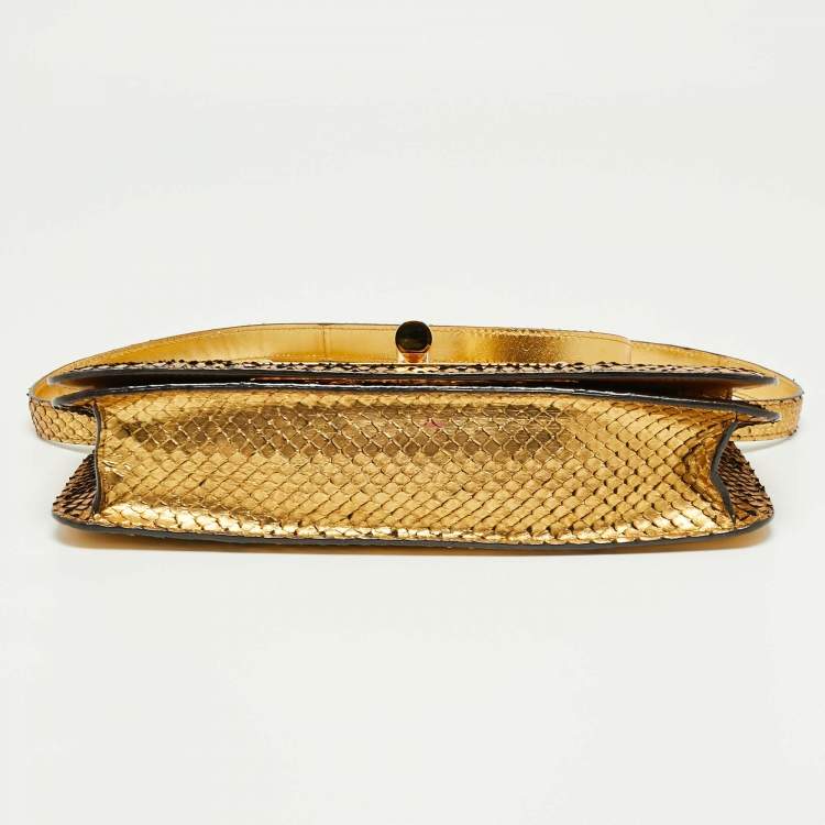 Pre Owned Tom Ford Gold Python Natalia East West Shoulder Bag