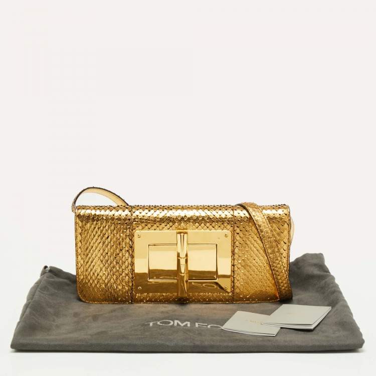 Pre Owned Tom Ford Gold Python Natalia East West Shoulder Bag
