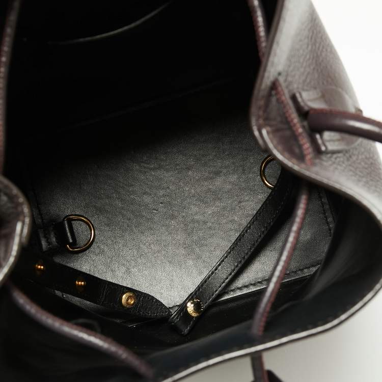 Pre Owned Tom Ford Prune Leather Double Tassel Bucket Bag
