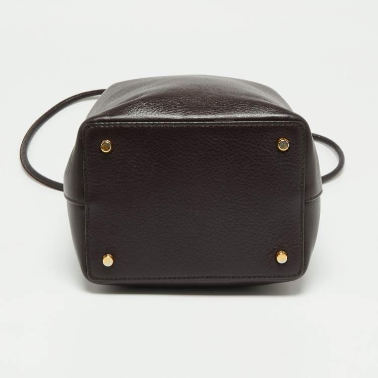 Pre Owned Tom Ford Prune Leather Double Tassel Bucket Bag