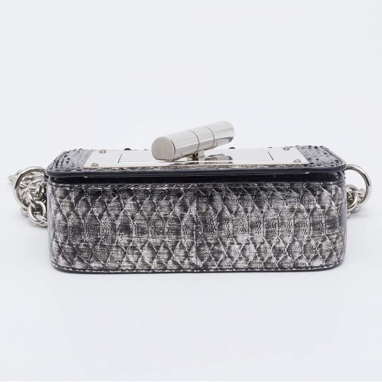 Pre Owned Tom Ford Metallic Silver Python Mini Chain Natalia Shoulder Bag