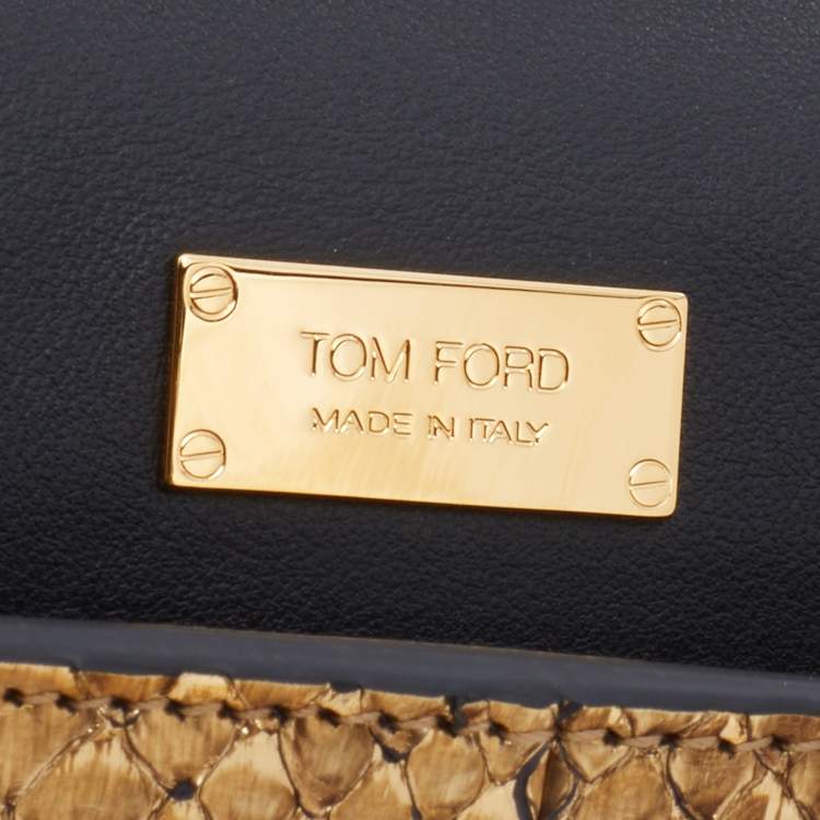 Pre Owned Tom Ford Gold Python Small Natalia Chain Shoulder Bag