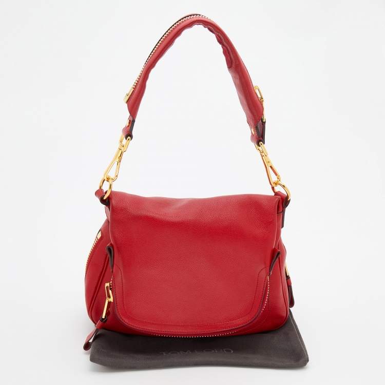 Pre Owned Tom Ford Red Leather Mini Jennifer Shoulder Bag