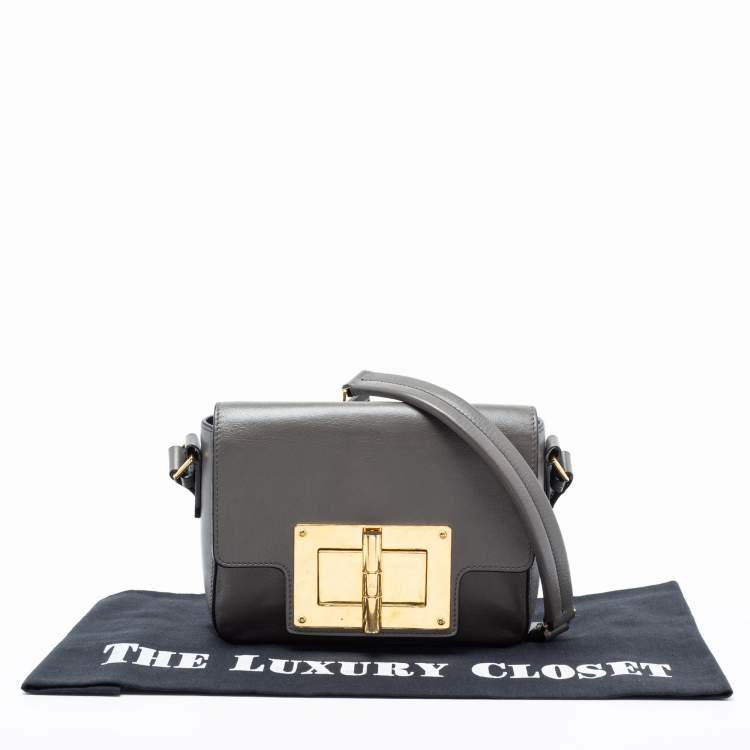 مملوكة مسبقًا Tom Ford Grey Leather Small Natalia Crossbody Bag