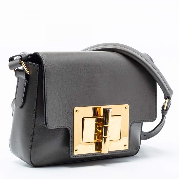 مملوكة مسبقًا Tom Ford Grey Leather Small Natalia Crossbody Bag
