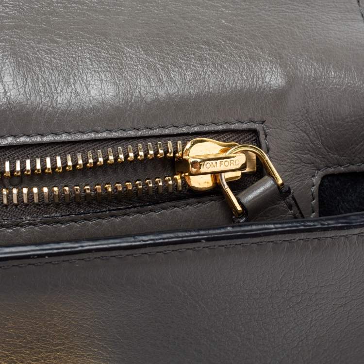 مملوكة مسبقًا Tom Ford Grey Leather Small Natalia Crossbody Bag
