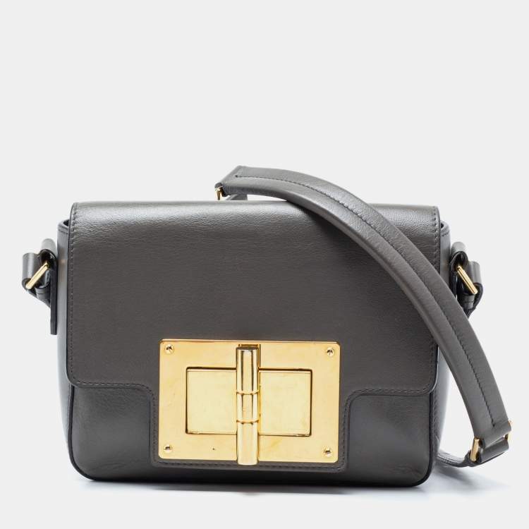 مملوكة مسبقًا Tom Ford Grey Leather Small Natalia Crossbody Bag