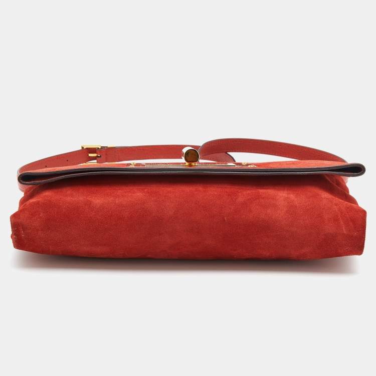 Pre Owned Tom Ford Rust Orange Suede Natalia Convertible Clutch