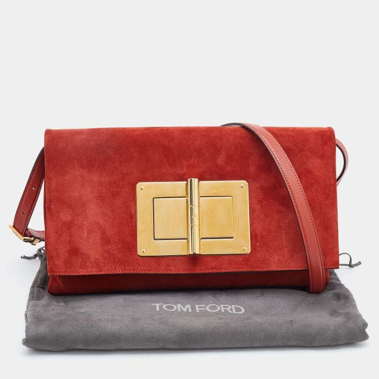 Pre Owned Tom Ford Rust Orange Suede Natalia Convertible Clutch