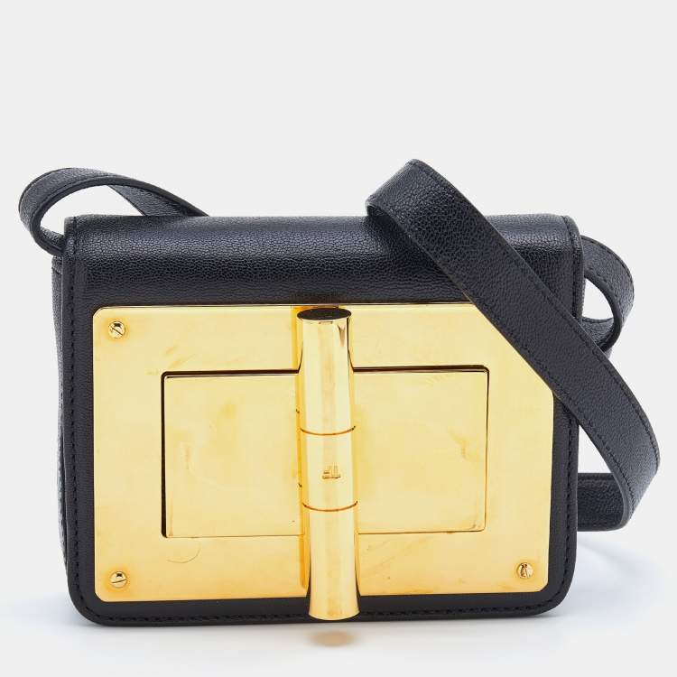 Pre Owned Tom Ford Black Leather Mini Natalia Crossbody Bag