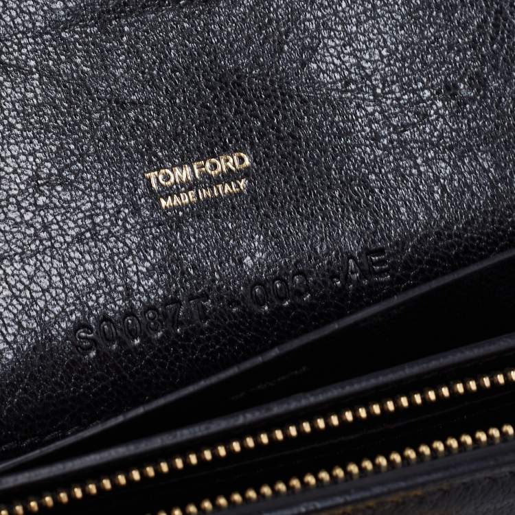 Pre Owned Tom Ford Black Leather Turnlock Natalia Continental Wallet