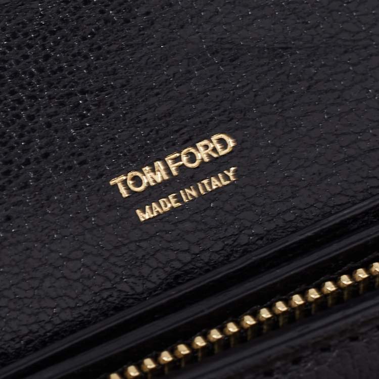 Pre Owned Tom Ford Black Leather Turnlock Natalia Continental Wallet
