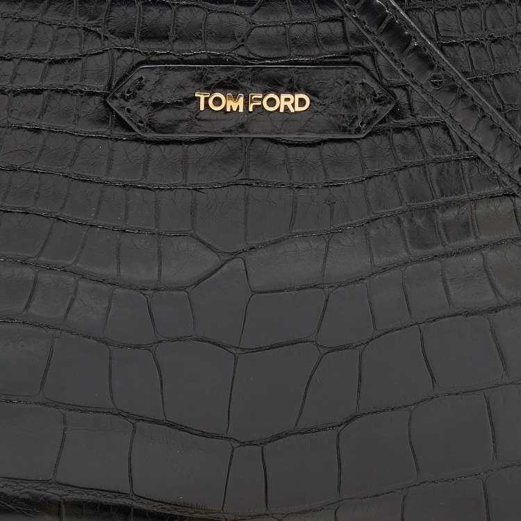 Pre Owned Tom Ford Black Alligator Leather Shoulder Bag