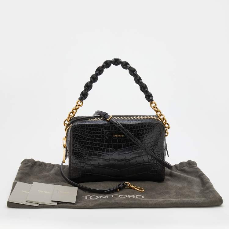 Pre Owned Tom Ford Black Alligator Leather Shoulder Bag