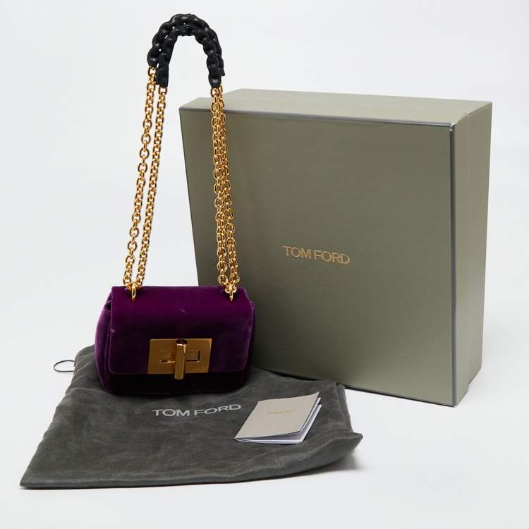 Pre Owned Tom Ford Purple Velvet Mini Natalia Shoulder Bag