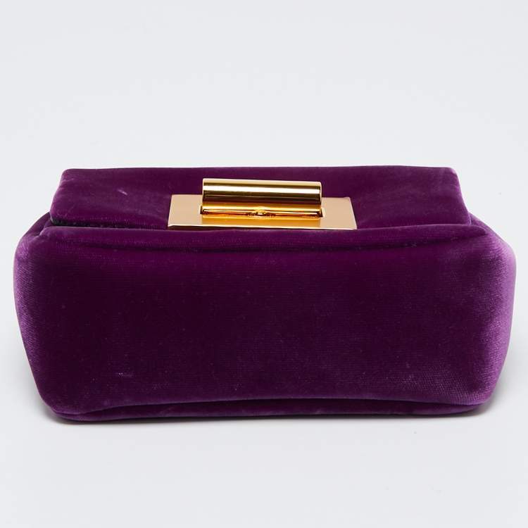Pre Owned Tom Ford Purple Velvet Mini Natalia Shoulder Bag