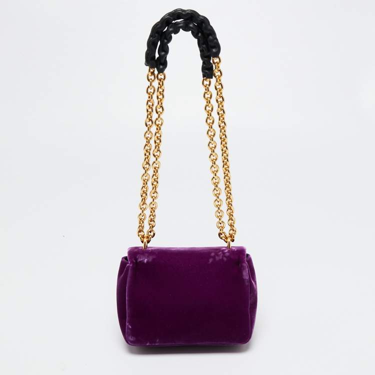 Pre Owned Tom Ford Purple Velvet Mini Natalia Shoulder Bag