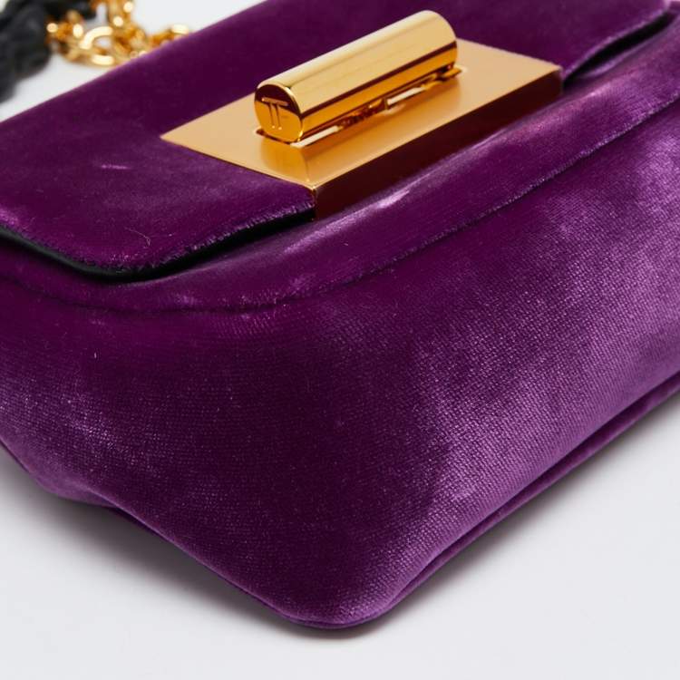 Pre Owned Tom Ford Purple Velvet Mini Natalia Shoulder Bag