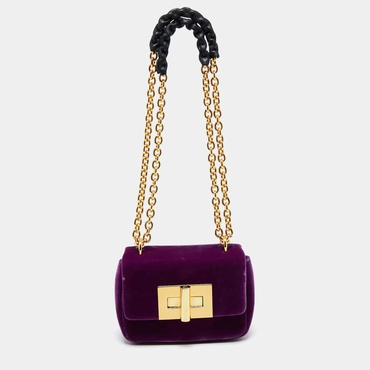 Pre Owned Tom Ford Purple Velvet Mini Natalia Shoulder Bag