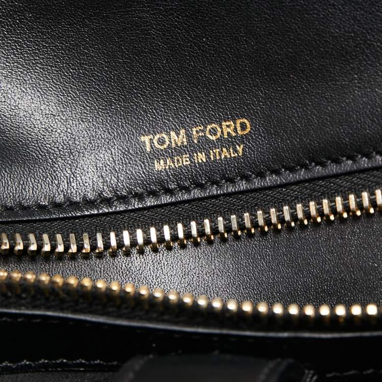 Pre Owned Tom Ford Black Leather Flap Shoulder Bag