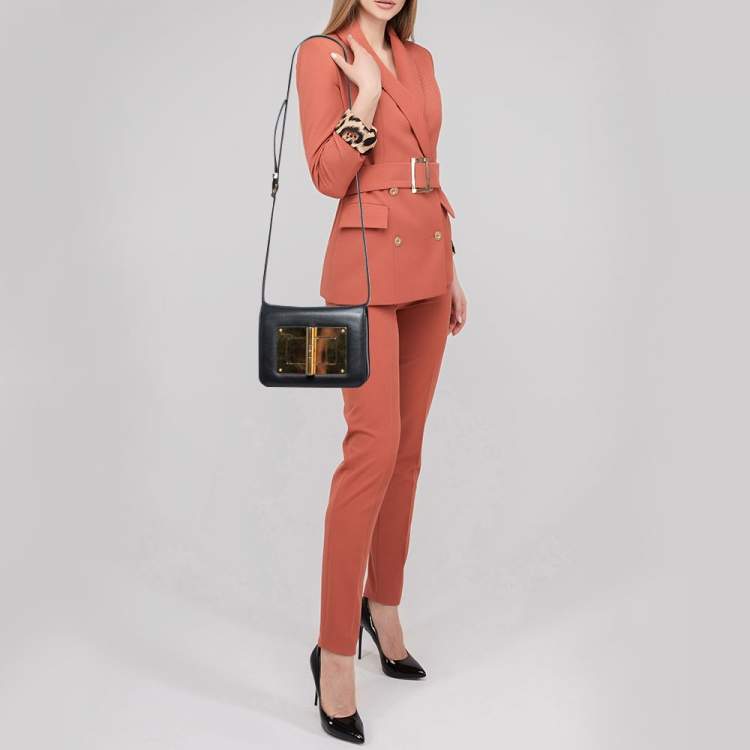 Pre Owned Tom Ford Black Leather Small Natalia Crossbody Bag