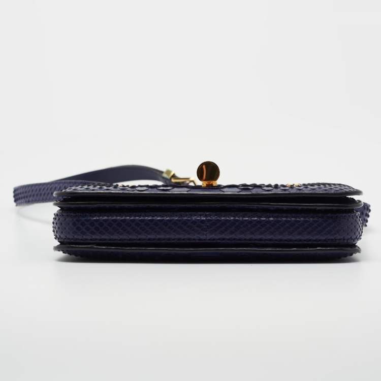Pre Owned Tom Ford Blue Python Small Natalia Crossbody Bag