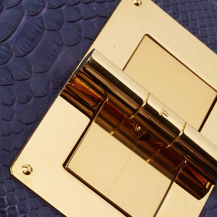 Pre Owned Tom Ford Blue Python Small Natalia Crossbody Bag
