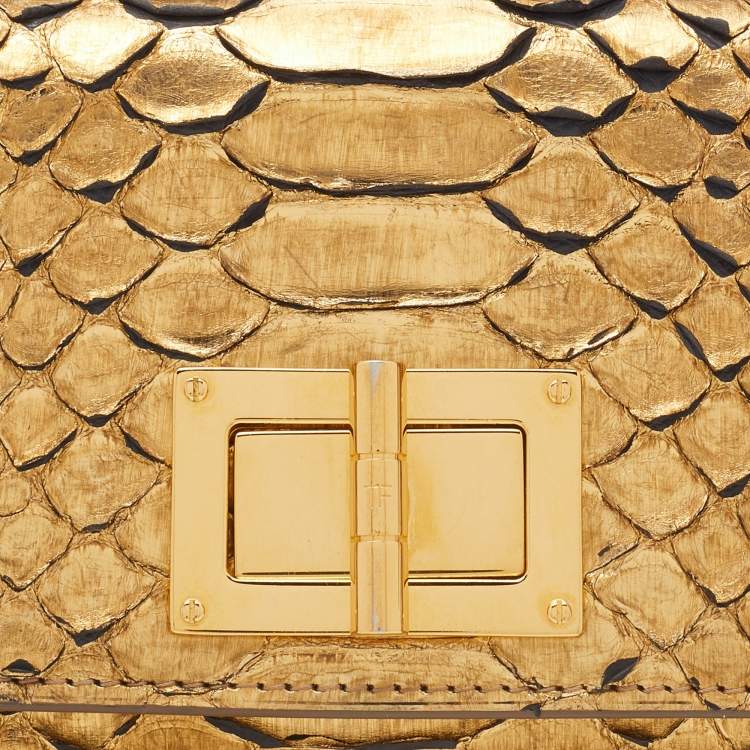 Pre Owned Tom Ford Gold Python Natalia Wallet On Chain