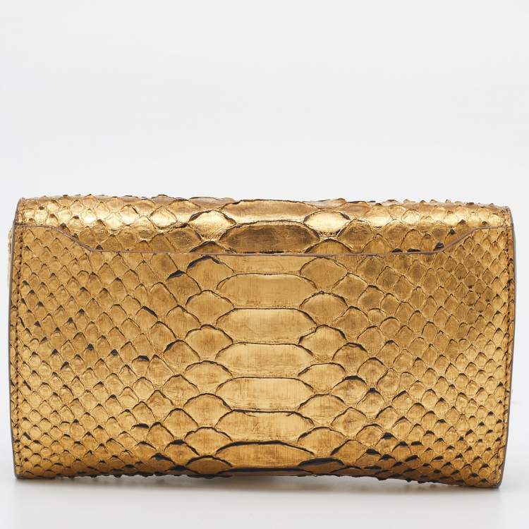Pre Owned Tom Ford Gold Python Natalia Wallet On Chain